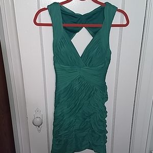 Green pleated dress Padded cups & sexy back cutout